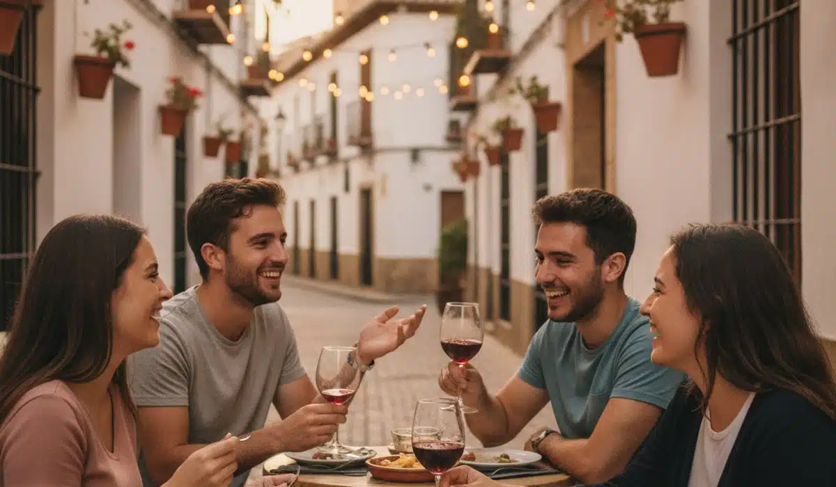 Estudiantes de tapeo en una calle de Granada